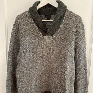 J. Crew Wool Shawl Collar Sweater, Tan, Size Medium